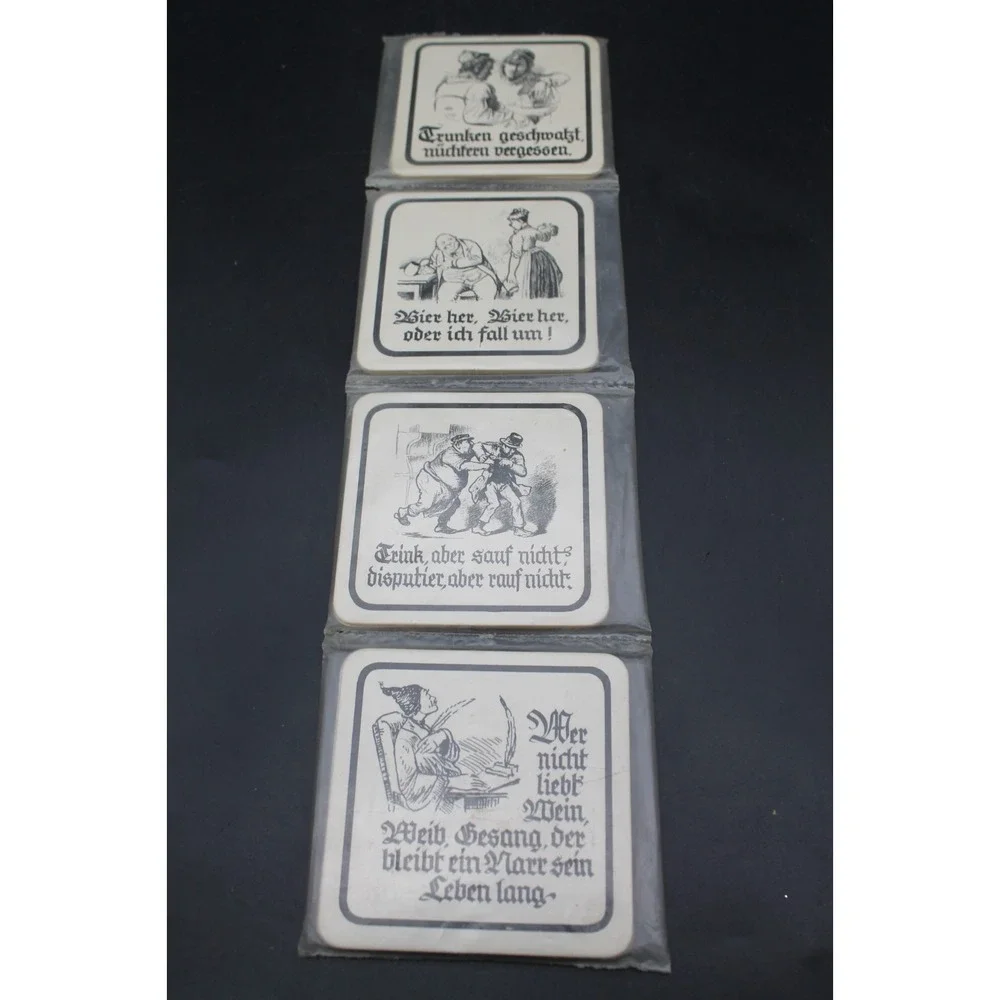 8 German Drinking Humor Coasters Illustrated Sayings Breweriana New Lot